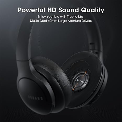 DOQAUS Upgrade Bluetooth Headphones Over Ear, 90H Playtime BT 5.3 Wireless Headphone