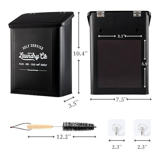 Magnetic Lint Bin for Laundry Room, Wall Mounted Lint Trash Can with Lid for Dryer