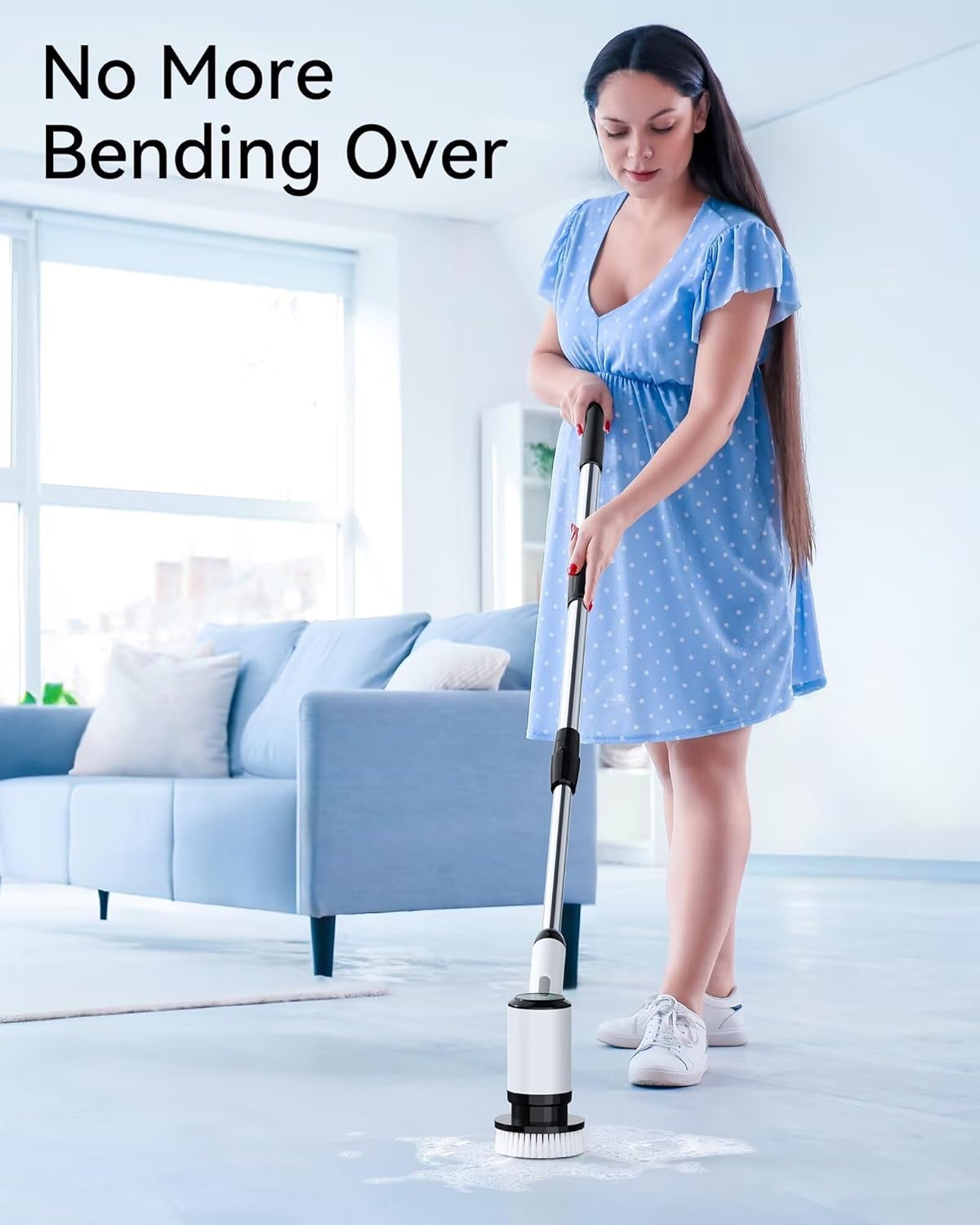 Electric Spin Scrubber: Crodless Power Spin Scrubber with Long Handle and Dual Speeds for Cleaning Bathroom Tub Tile Floor Include Cleaning Brush