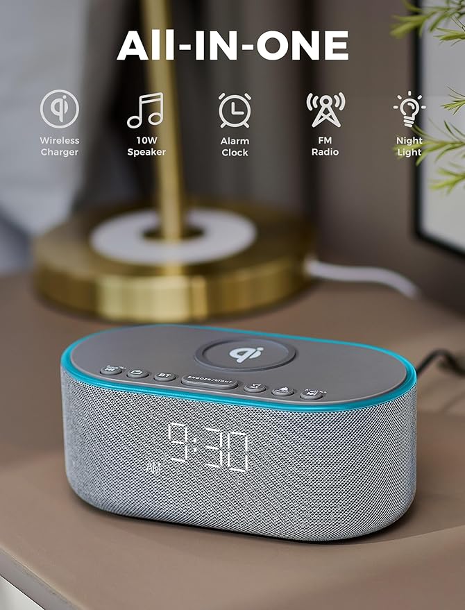 Odokee Wireless Charging Alarm Clock Radio