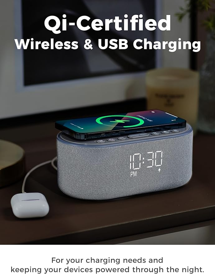 Odokee Wireless Charging Alarm Clock Radio