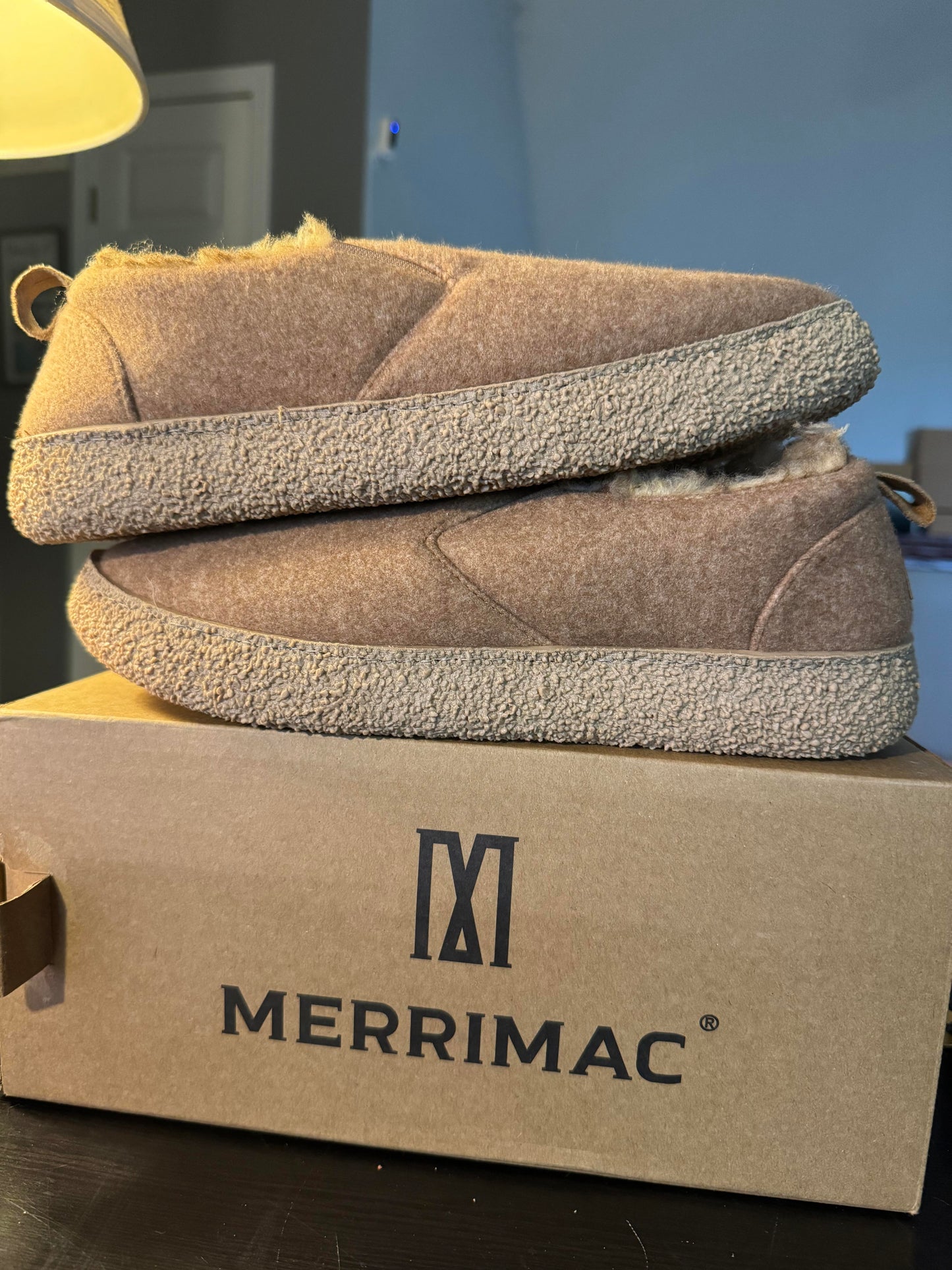 MERRIMAC Women's and Men's Faux Felt Slippers