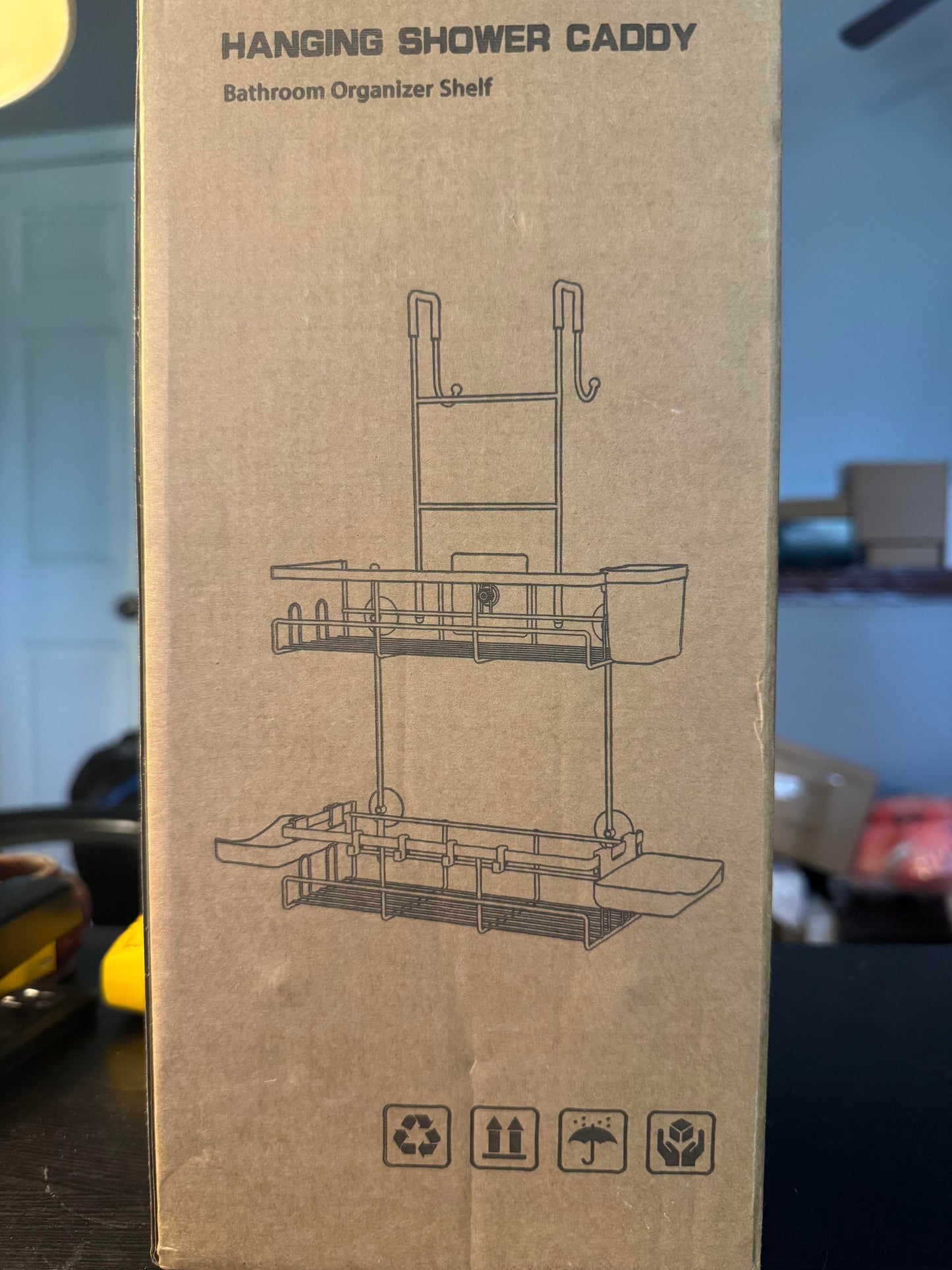 Over the Door Shower Caddy Hanging: Black Rustproof Shower Organizer over the Door - No Drilling Bathroom Rack for Inside Shower