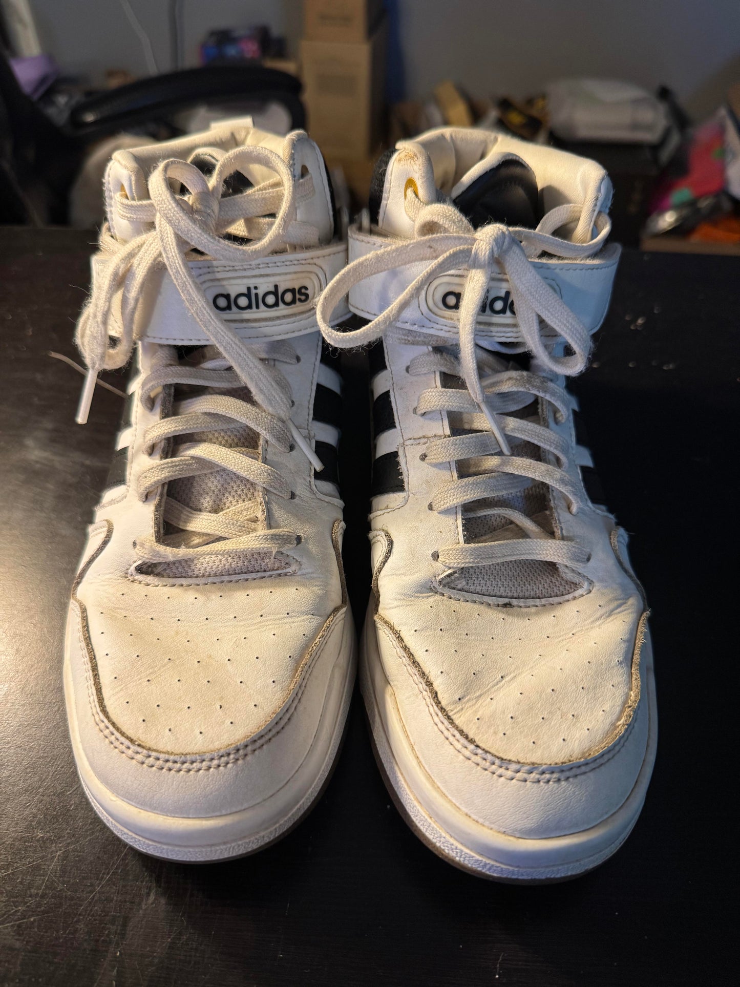 ADIDAS High top strap white sneakers Size 8 Mens - Used