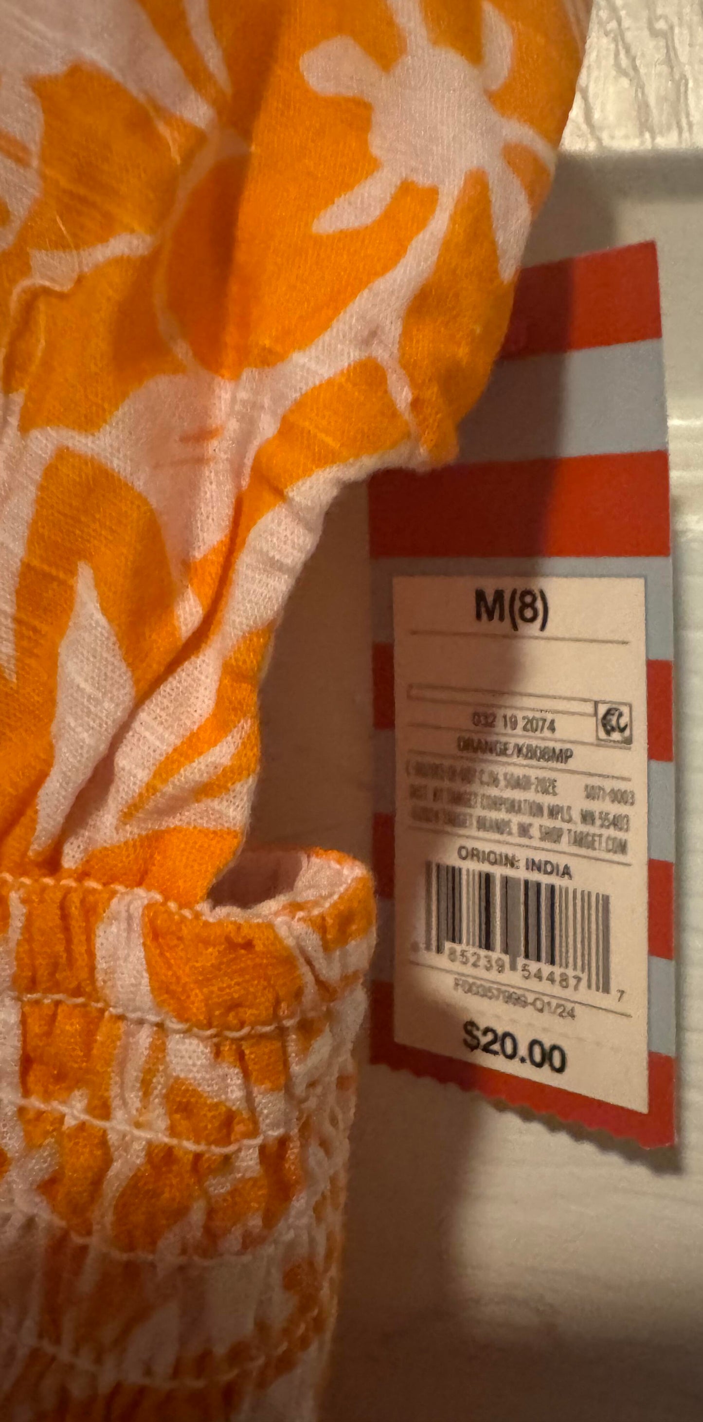 Cat & Jack Girls Summer Dress Size M(8) Orange/White