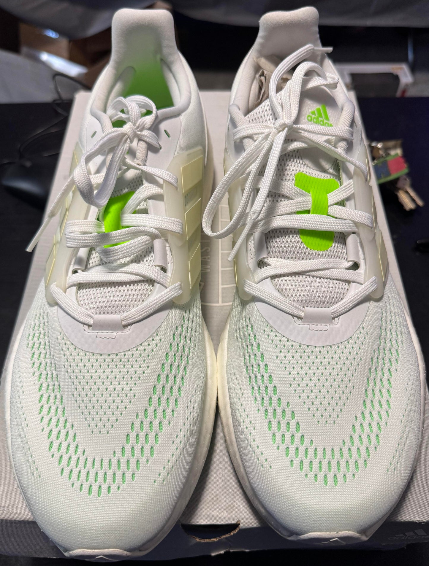 Adidas Men's PureBoost 22 White Beam Green Size 14M