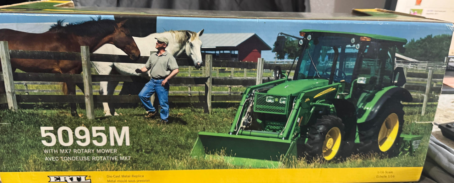 1/16 John Deere 5095M Tractor With Front Wheel Assist & MX7 Bush Hog Rotary Mower
