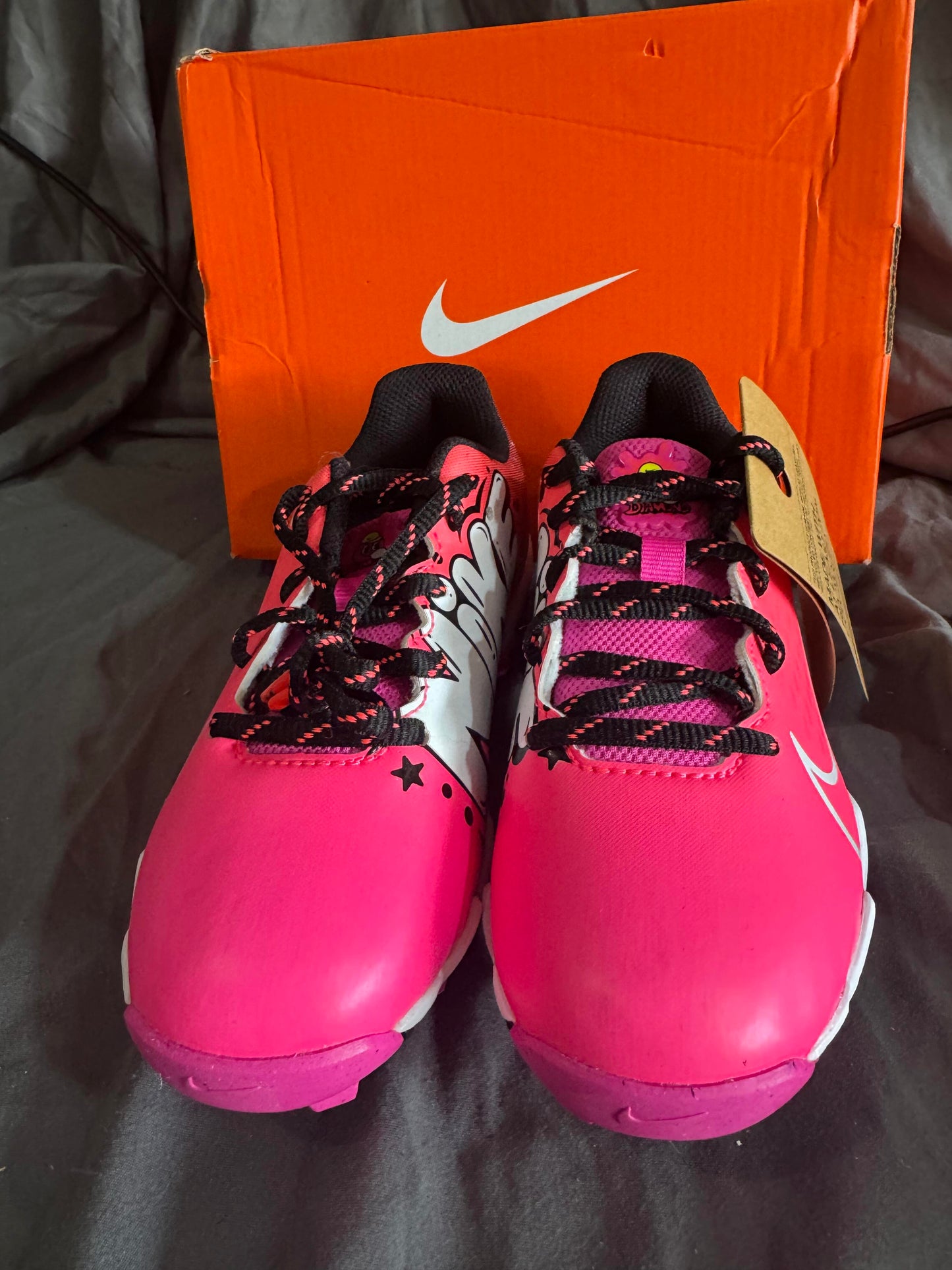 Nike Hyperdiamond 4 Keystone Laser Fuchsia Hot Punch Black White (GS) Size 1Y