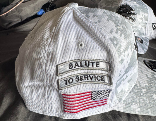 New Era Detroit Lions Adjustable White Camo Salute to Service