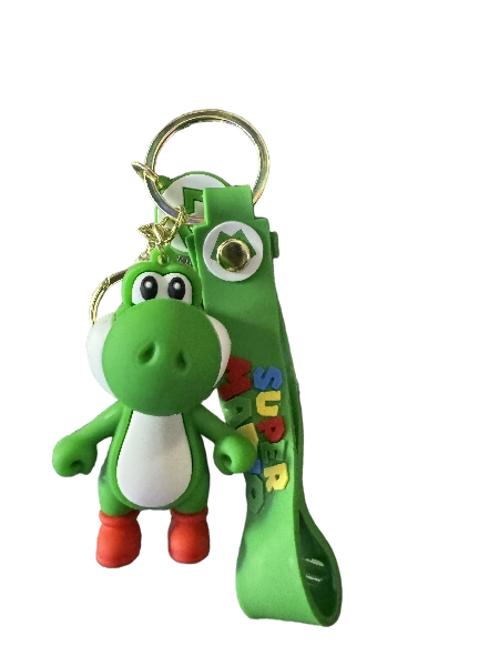 Super Mario Brothers Keychain (Yoshi Green) with decal and wrist strap