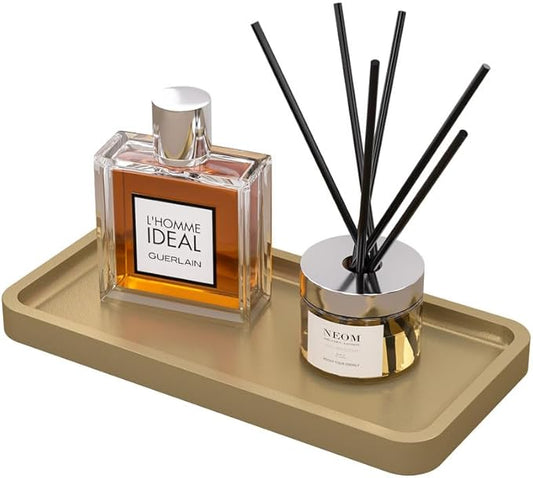 Gold Bathroom Vanity Tray for Countertop Makeup