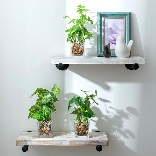 MyGift Set of 3 Small Fake Plants, Artificial Faux Potted Plants Indoor in Clear Glass Pot