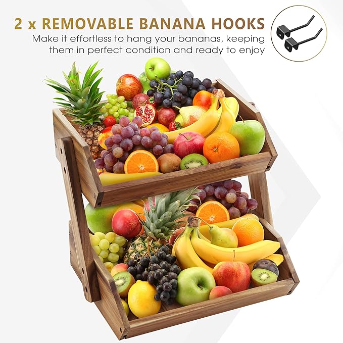 Fruit Basket, Fruit Bowl, 2 Tier Fruit Basket for Kitchen