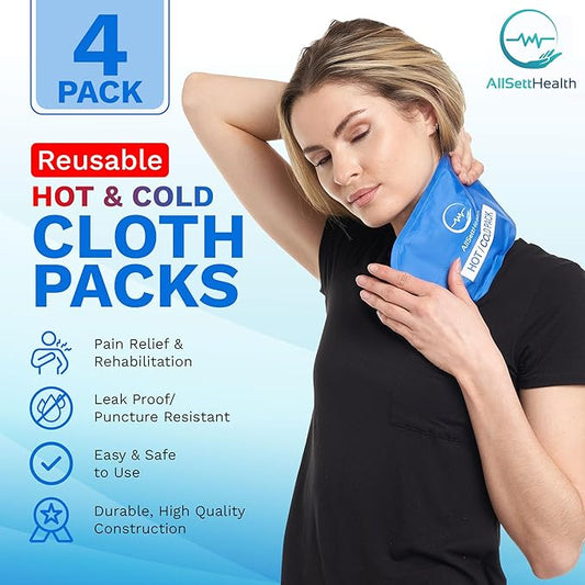 AllSettHealth Reusable Hot and Cold Gel Ice Packs for Injuries  (4 Pack)