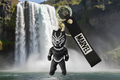 Hero Keychain (Black Panther) with bell and Marvel wrist strap