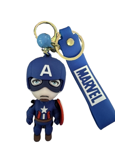 Hero Keychain (Captain America) with bell and Marvel wrist strap