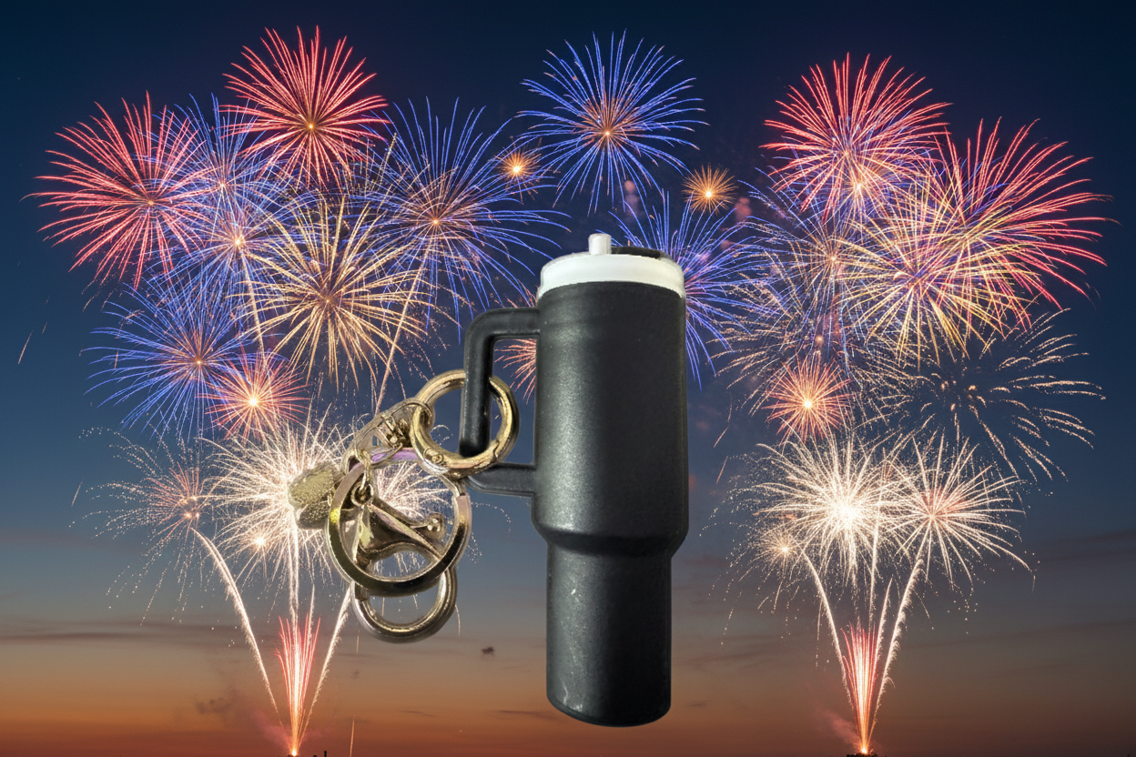 Thermos/Tumbler Keychain with Lipstick Secret Holder - (Black)