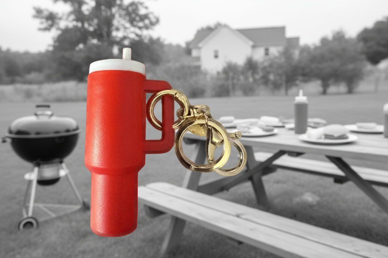 Thermos/Tumbler  Keychain with Lipstick Secret Holder - (Red)