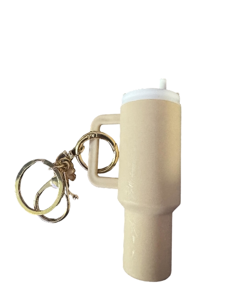 Thermos/Tumbler  Keychain with Lipstick Secret Holder - (Tan)