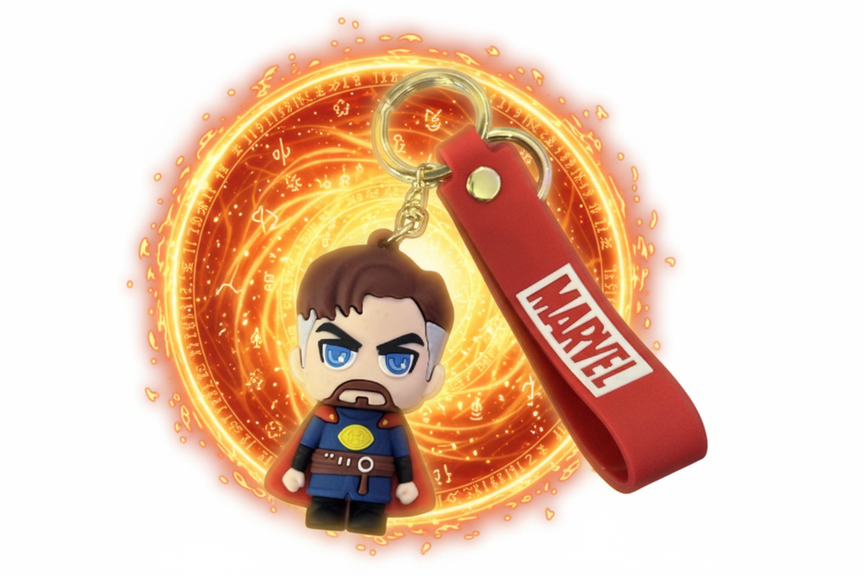 Hero Keychain (Dr. Strange) with bell and Marvel wrist strap