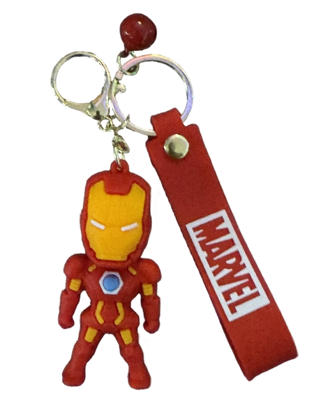 Hero Keychain (Iron Man) with bell and Marvel wrist strap