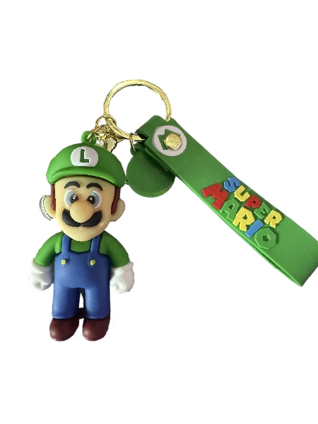 Super Mario Brothers Keychain (Luigi) with decal and wrist strap
