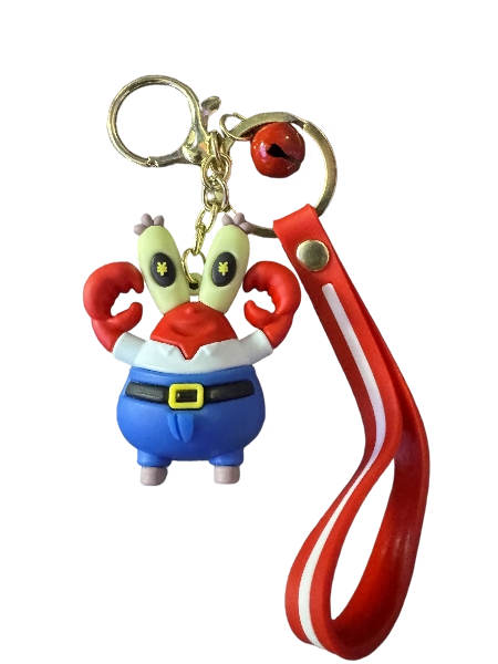 Spongebob Squarepants Keychain (Mr. Crabs) with bell and wrist strap