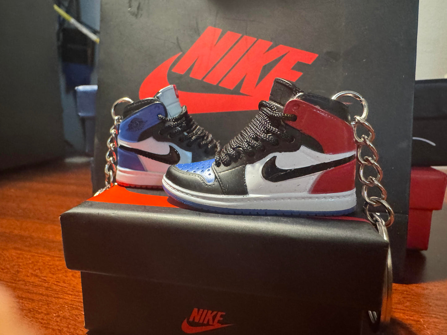 Nike Custom Made Keychains with Nike Box and Nike Bag