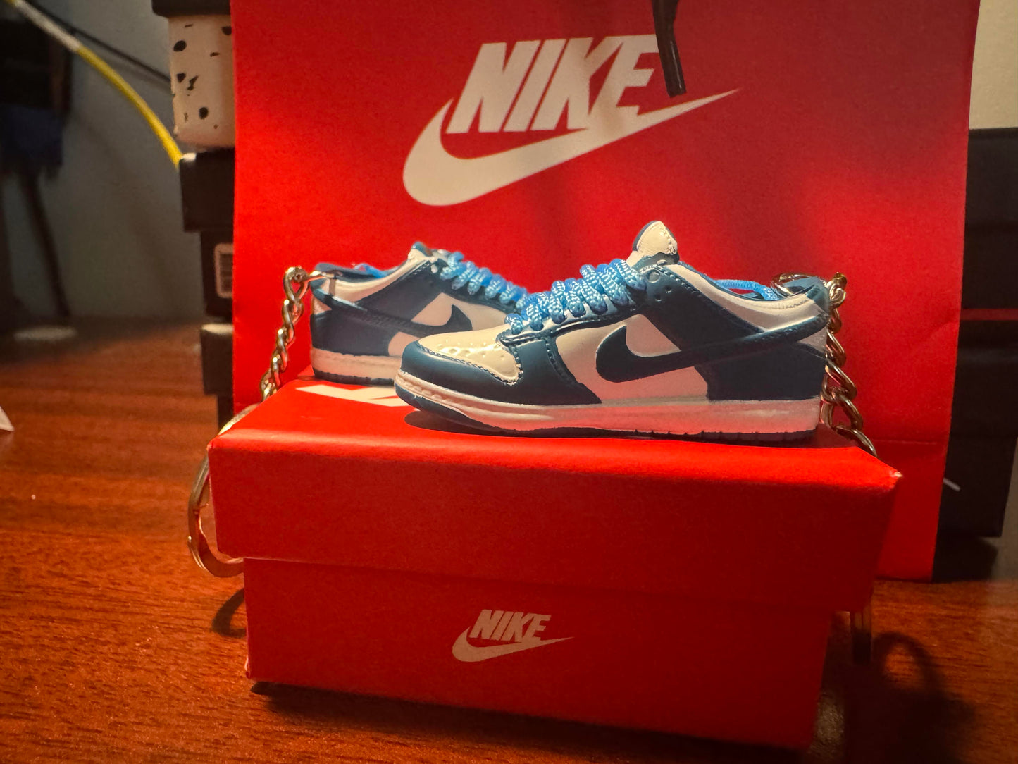 Nike Custom Made Keychains with Nike Box and Nike Bag