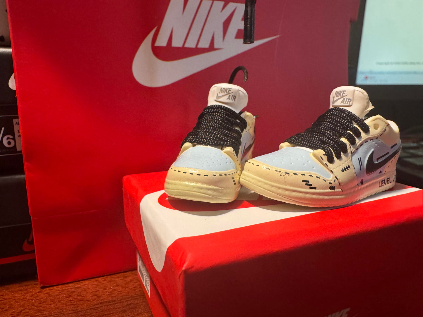 Nike Custom Made Keychains with Nike Box and Nike Bag