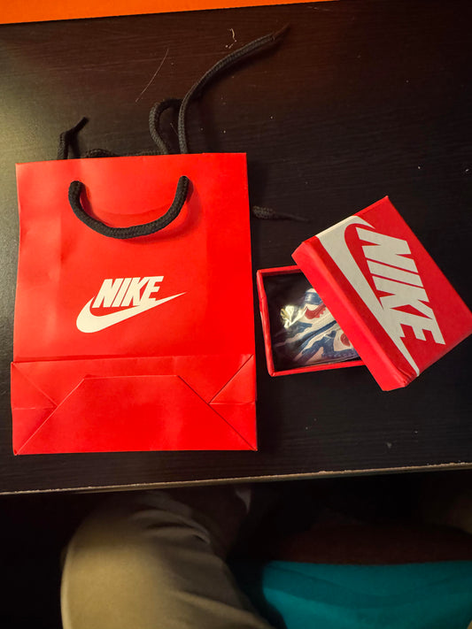 Nike Custom Made Keychains with Nike Box and Nike Bag