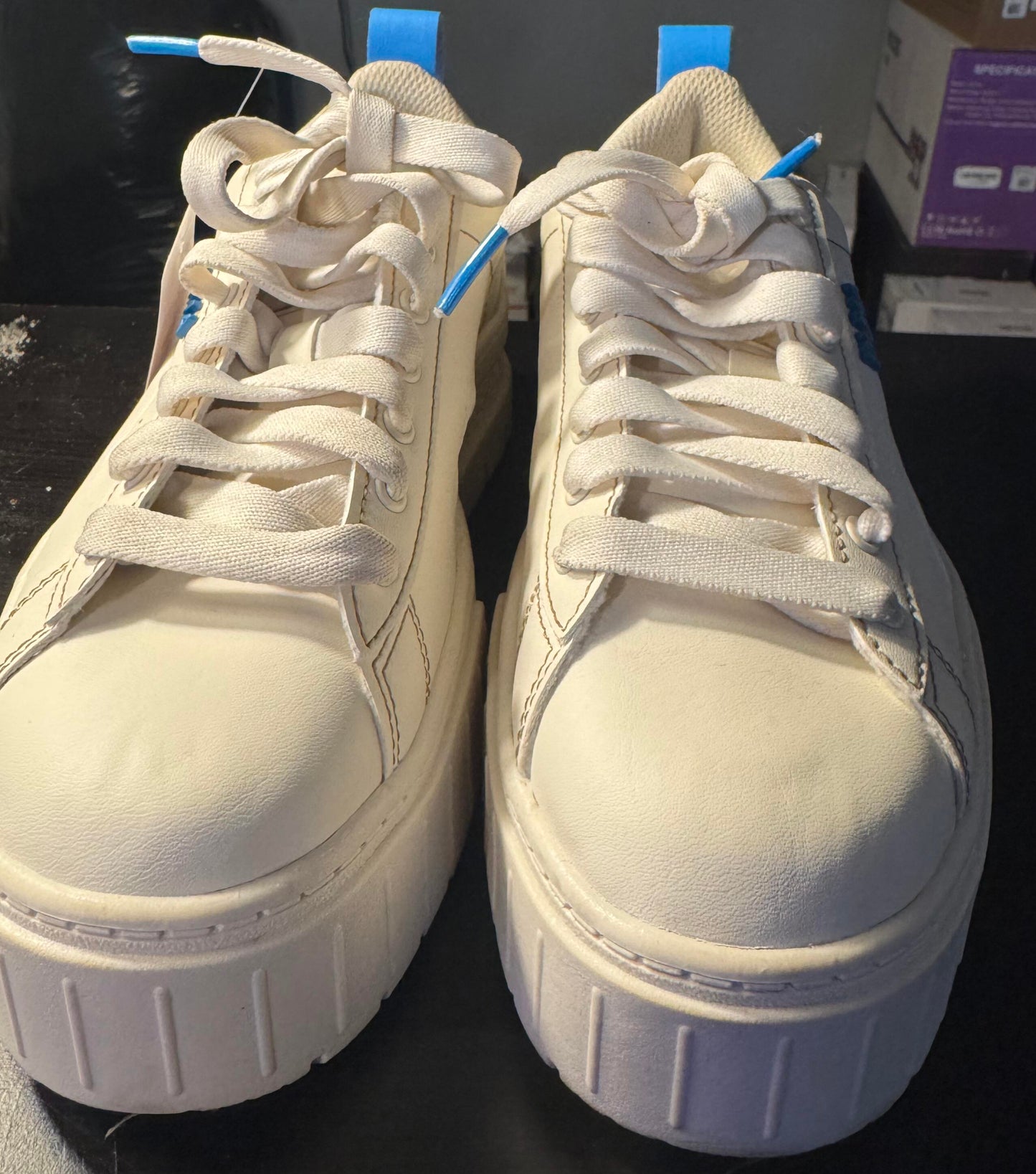 Puma Womens Mayze Infuse Platform Beige Blue Lifestyle Shoes Size 7W
