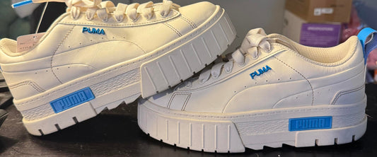 Puma Womens Mayze Infuse Platform Beige Blue Lifestyle Shoes Size 7W