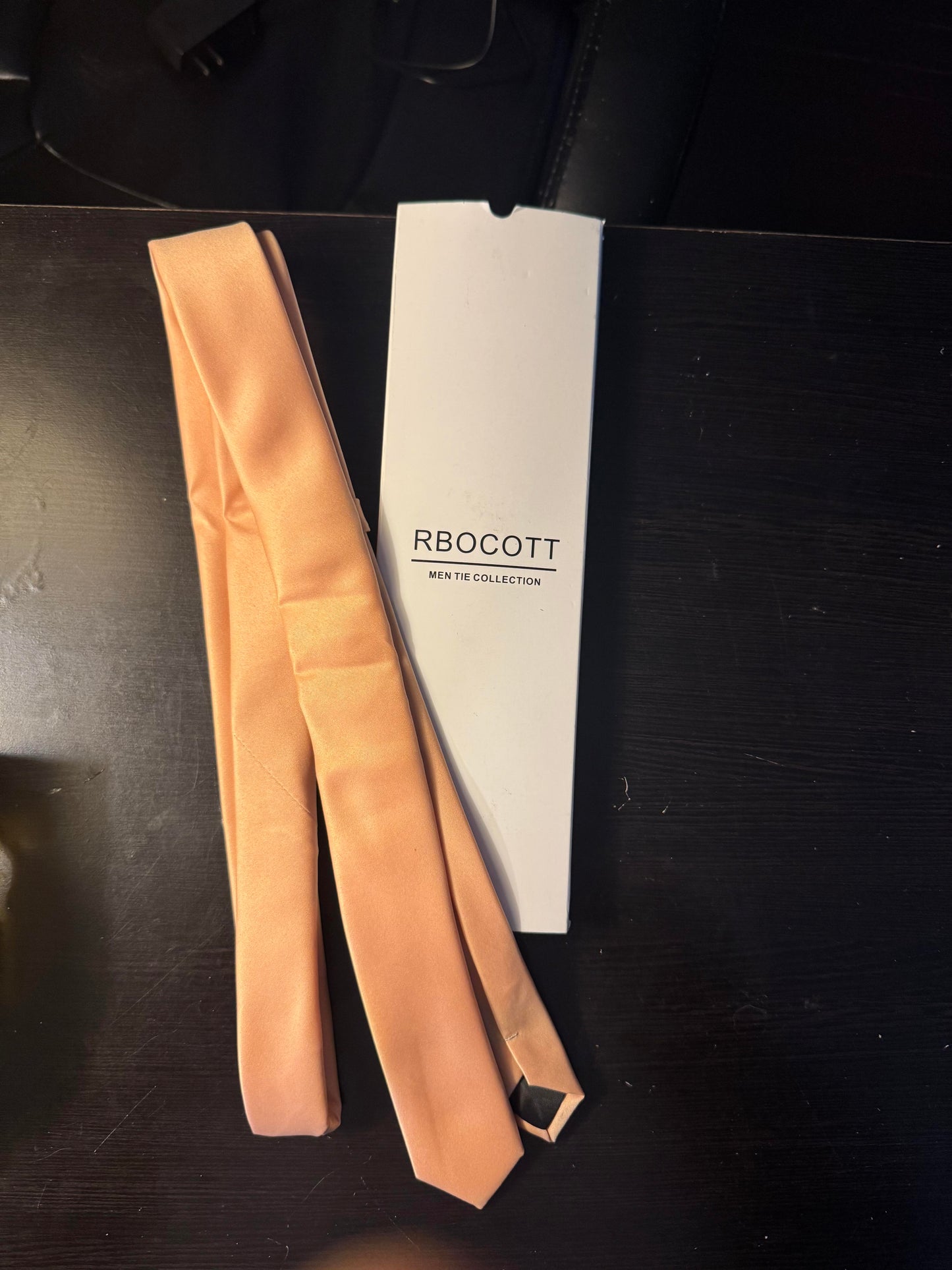 RBOCOTT Solid Color Tie Formal Necktie for Men (Champagne)