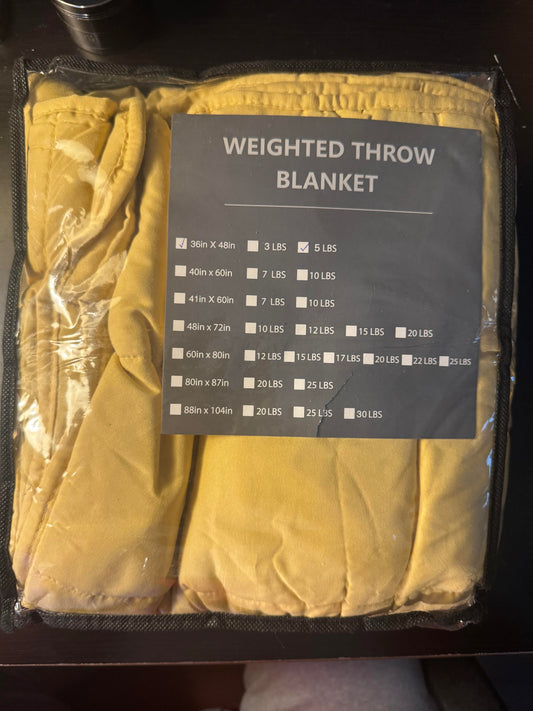 Weighted Blanket (5 lbs, 36" x 48", Yellow) Cooling Heavy Blanket for Sleeping Perfect