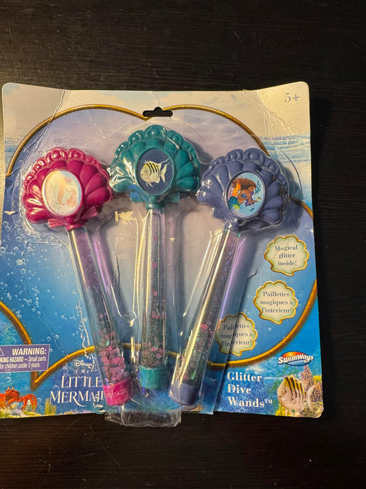 The Little Mermaid Glitter Dive Wands Diving Toys 3 Pack, Bath Toys and Pool