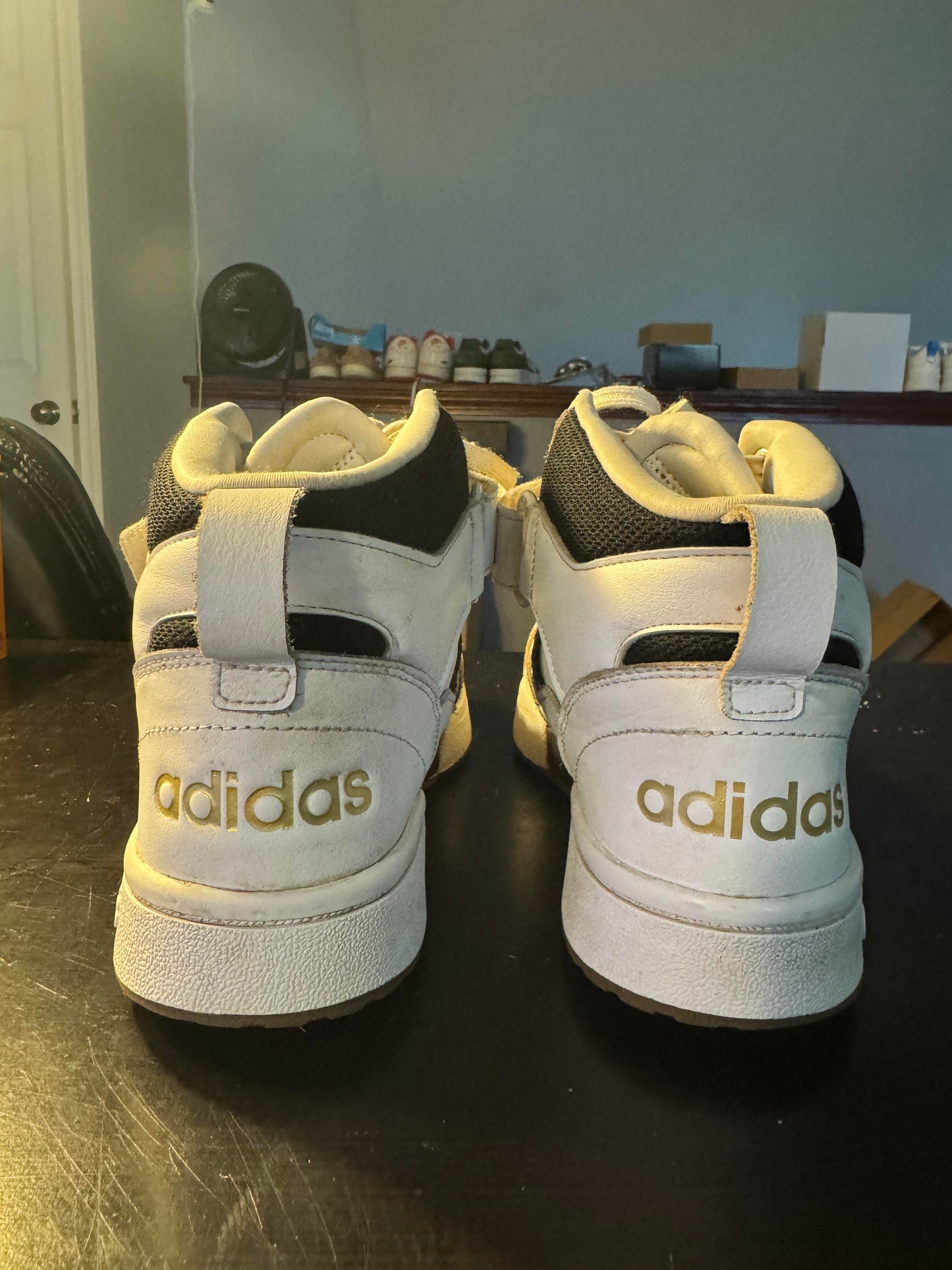 ADIDAS High top strap white sneakers Size 8 Mens - Used