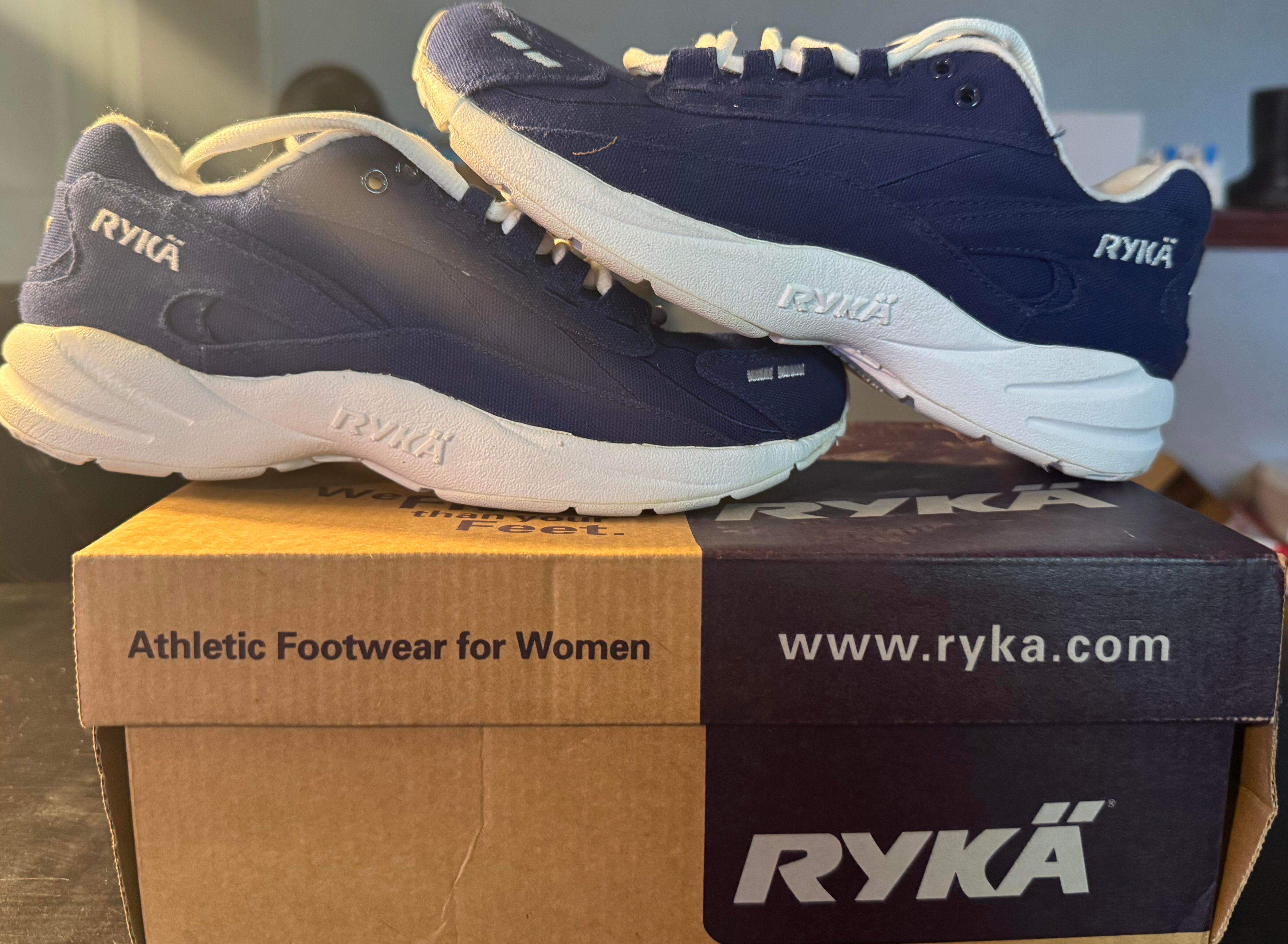 Ryka Women's Sportwalker Bella Running Shoe Blue Canvas Athletic Sneaker Size 7W *CLEARANCE*