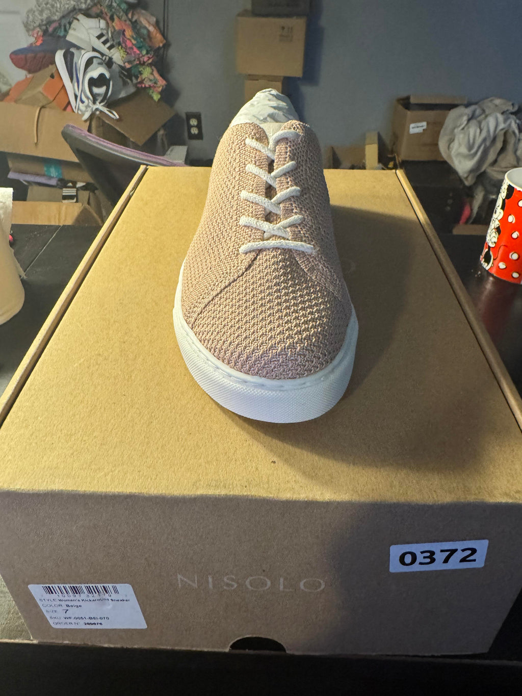 Nisolo Kickaround Knit Sneaker Size 7W - Beige *CLEARANCE*
