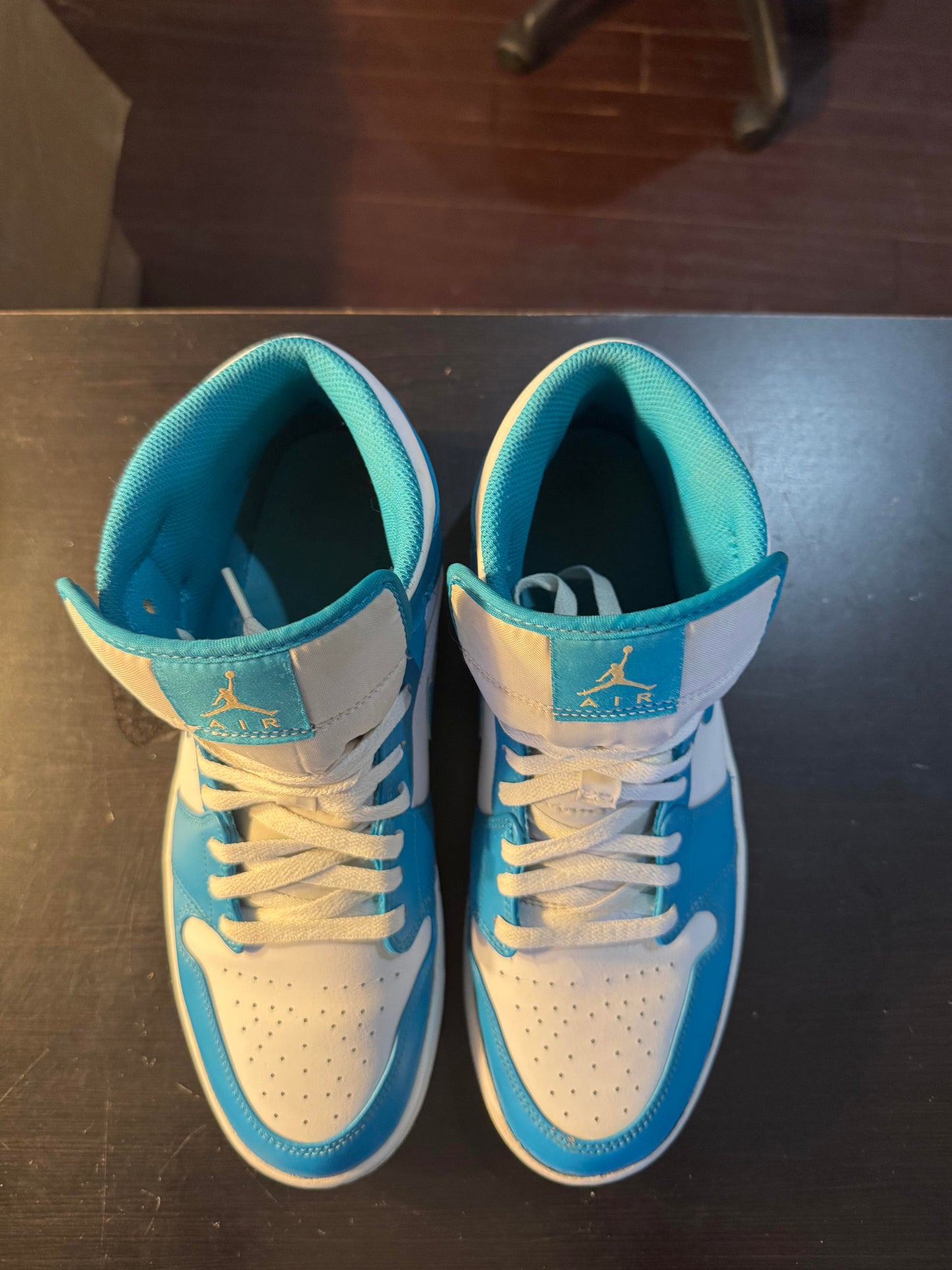 Nike Air Jordan 1 Mid Aquatone-Celestial Gold-White Sz 12