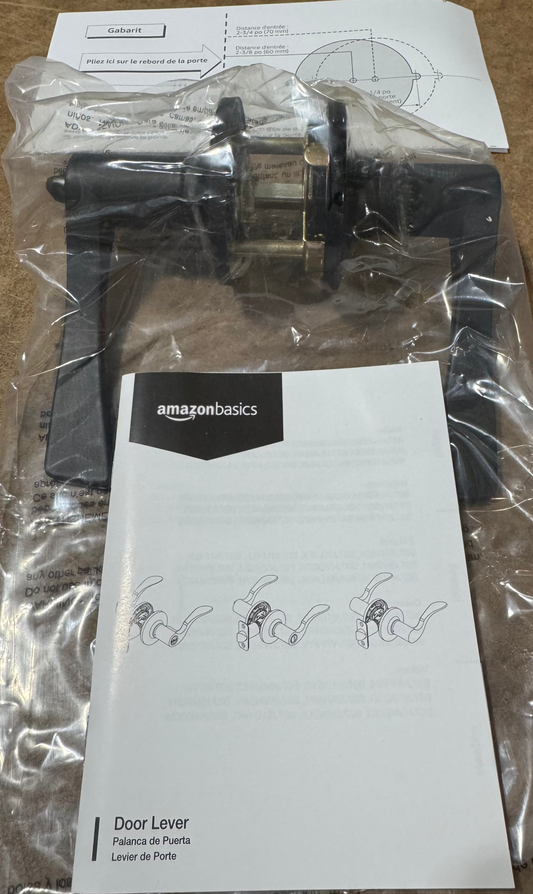 Amazon Basics Victorial Door Lever, Passage, Matte Black, 1-Pack
