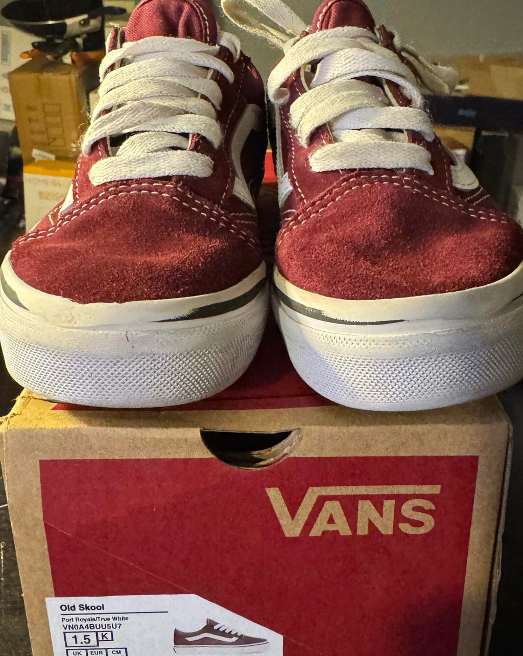 Vans Old Skool Skateboarding Suede Shoes Port Royale/White Size 1.5Y *CLEARANCE*