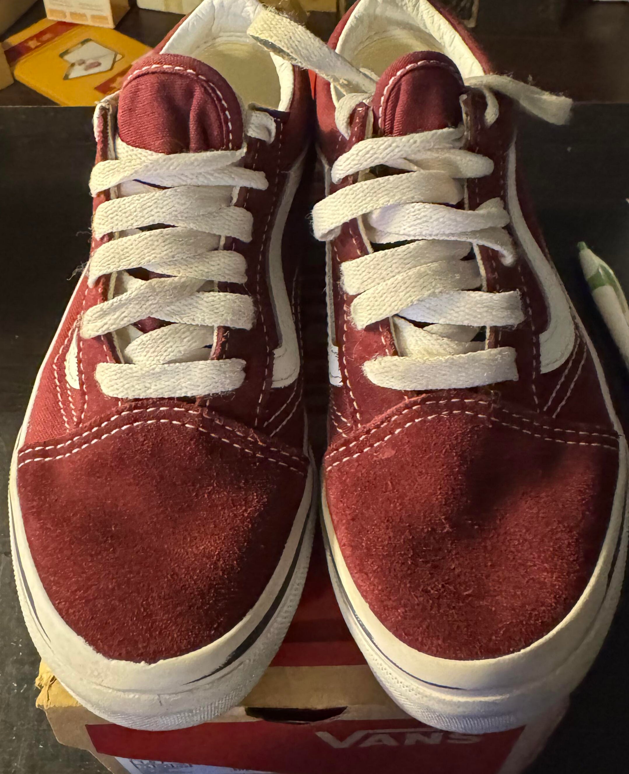 Vans Old Skool Skateboarding Suede Shoes Port Royale/White Size 1.5Y *CLEARANCE*