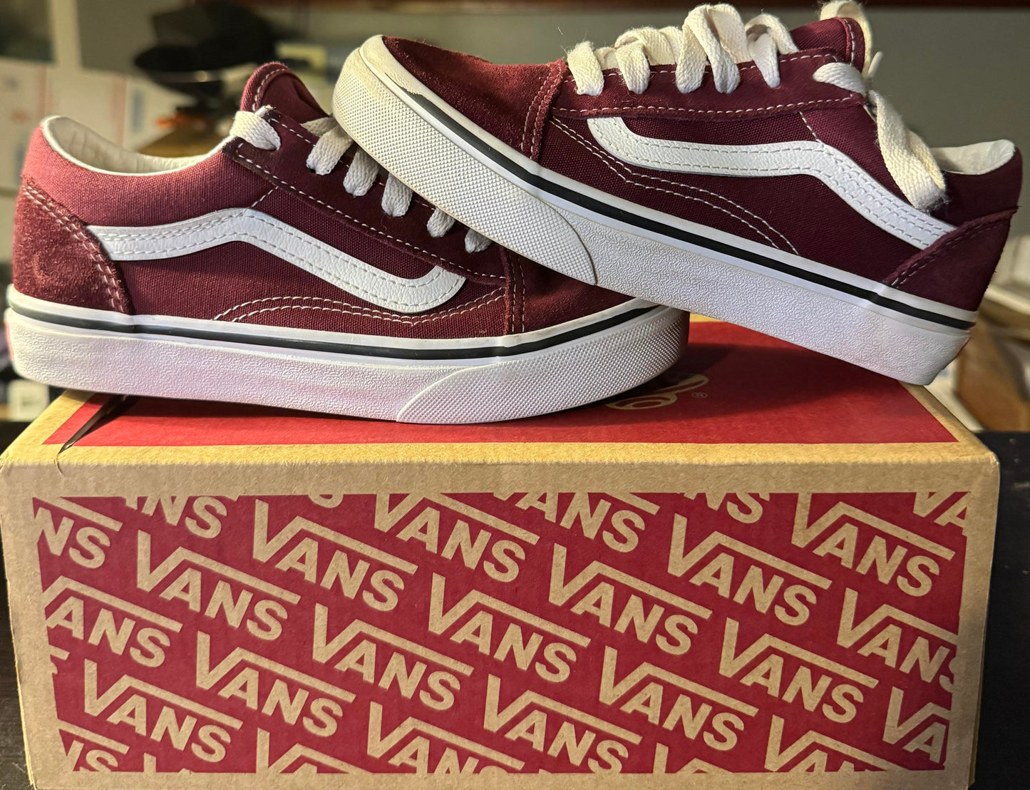 Vans Old Skool Skateboarding Suede Shoes Port Royale/White Size 1.5Y