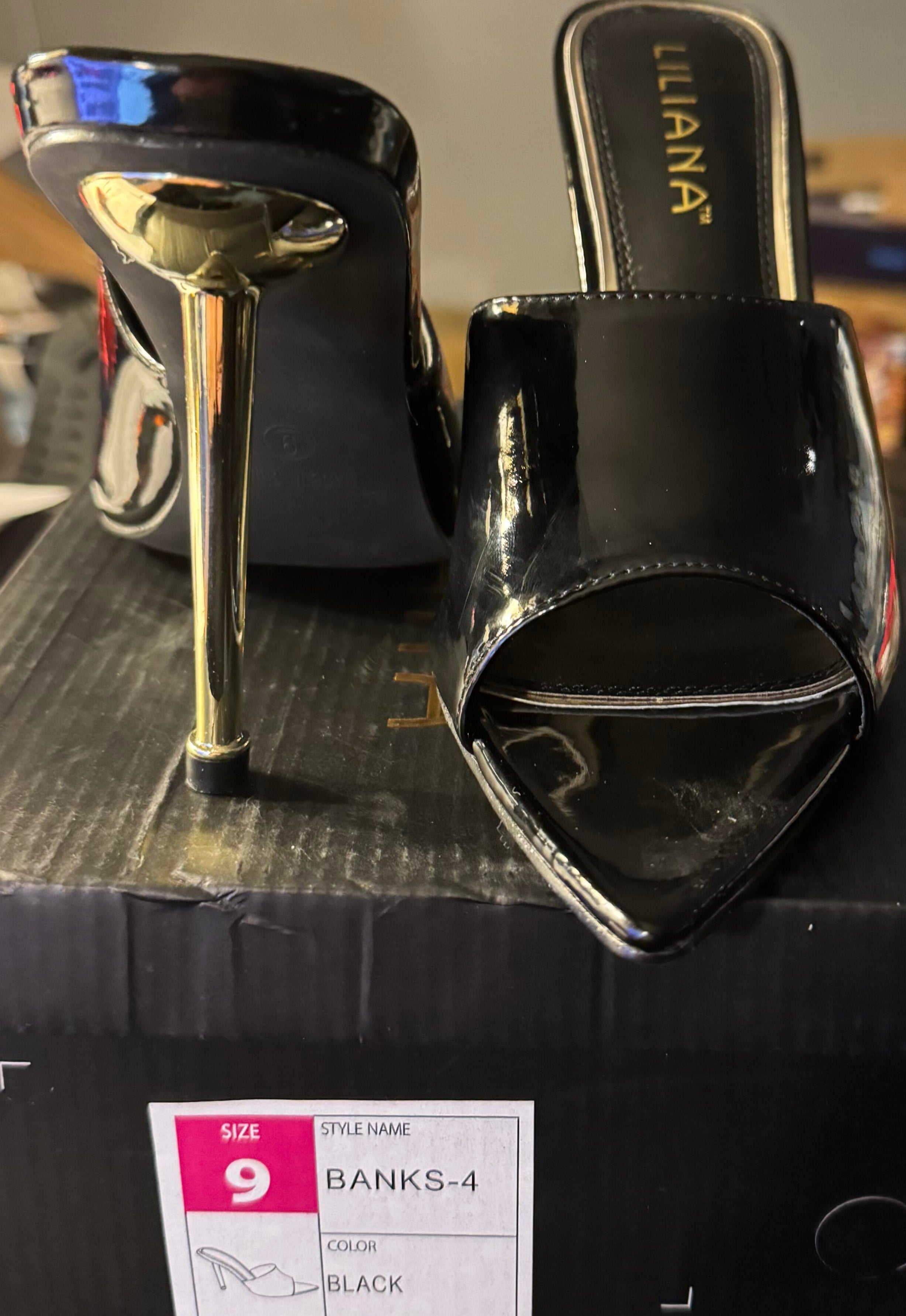 Liliana Banks-4 Women's Pointy Open Toe Size  Black 9W *Clearance*