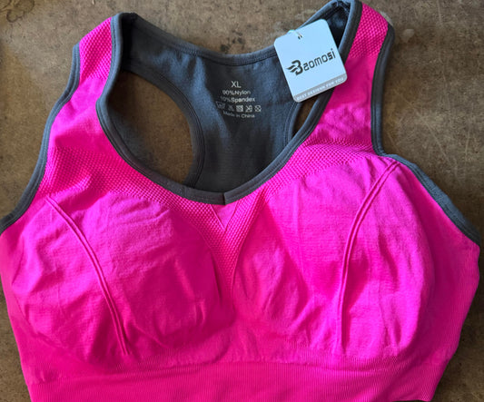 Women Racerback Sports Bras for Women High Impact X-Large  (Pink)