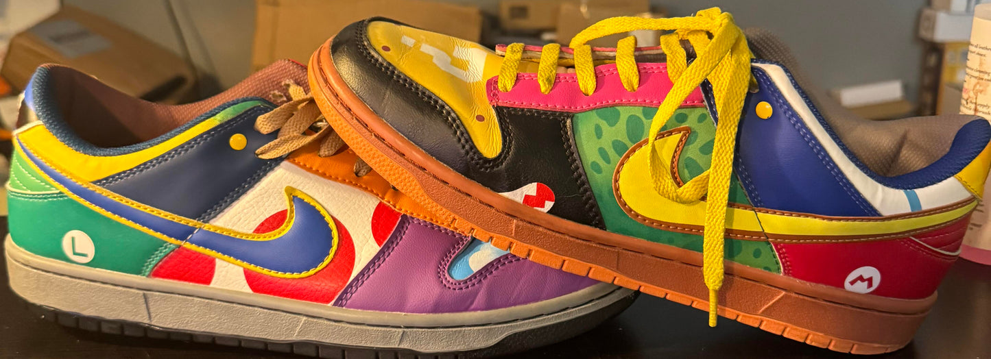 Nike Custom Super Mario SB Dunk Low "What the Mario?" Size 10.5-11M
