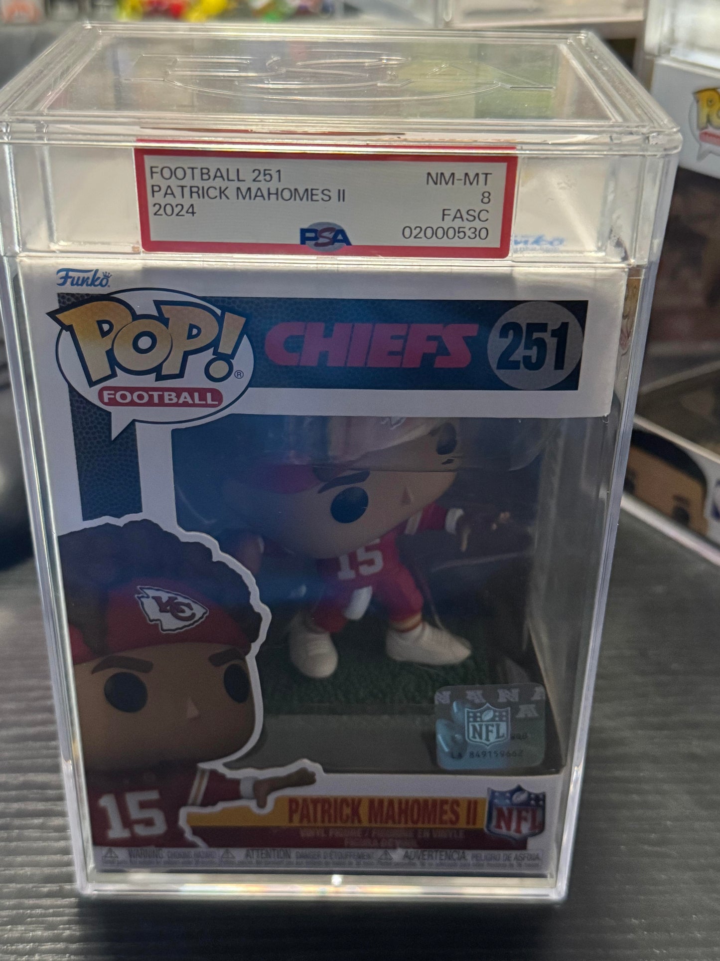 Patrick Mahomes Football 251 Funko Pop! Kansas City Chiefs PSA 8 NM-MINT