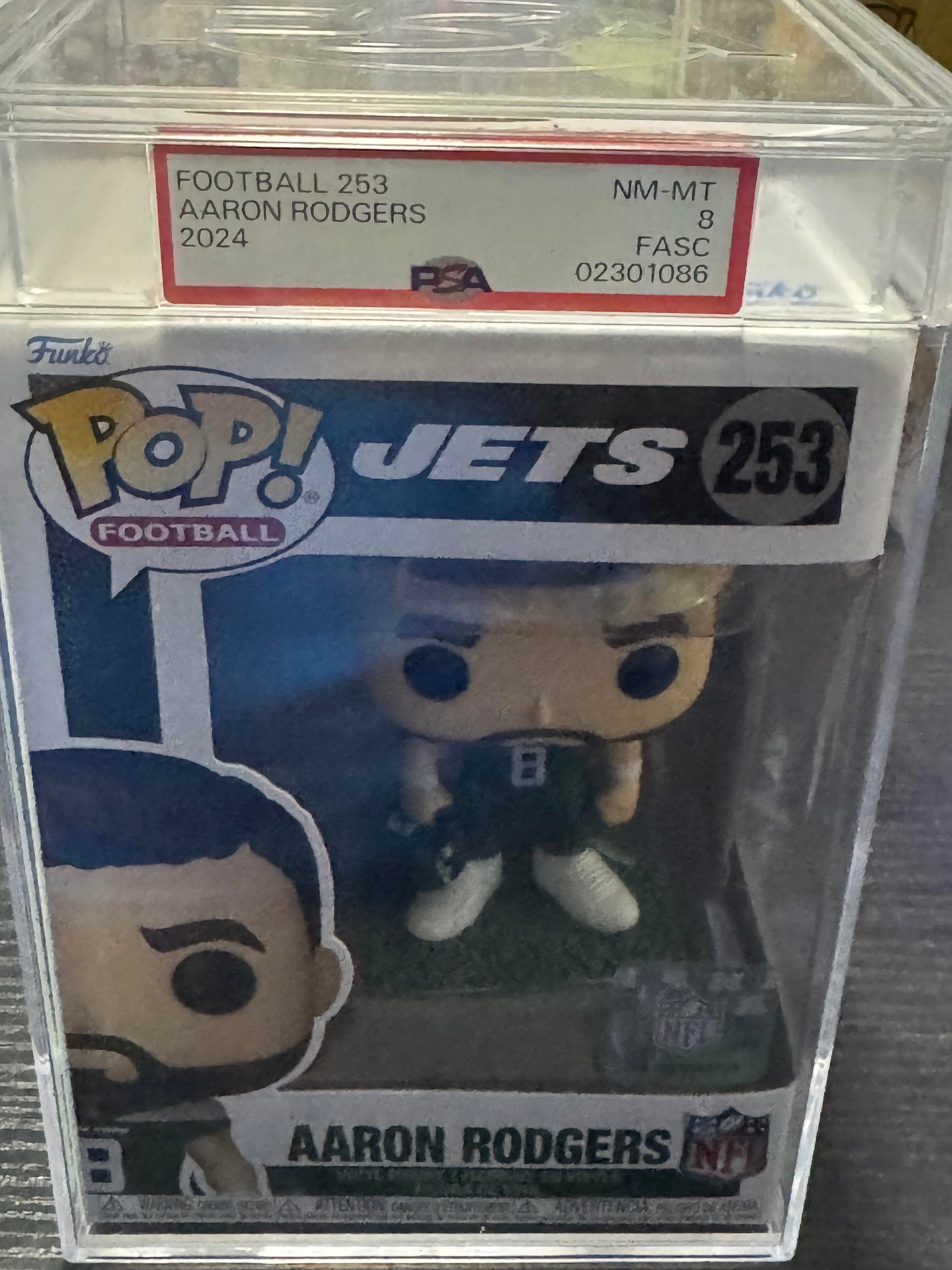 Aaron Rodgers Funko Pop #253 (New York Jets) PSA 8