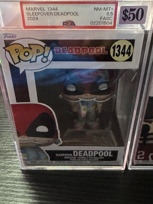 Sleepover Deadpool #1344 Funko Pop PSA 8.5